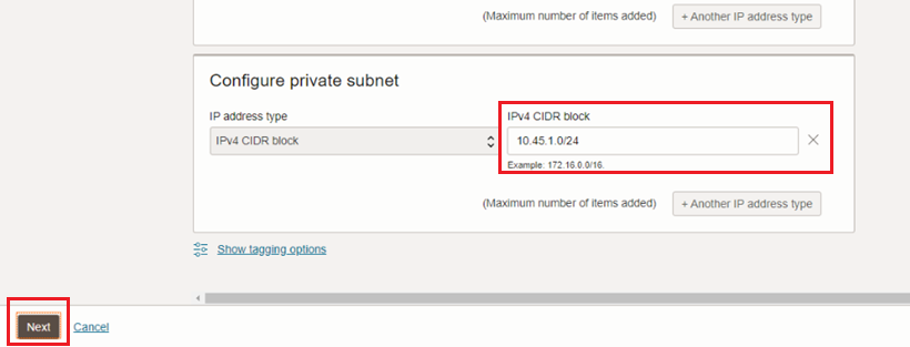 Configure private subnet